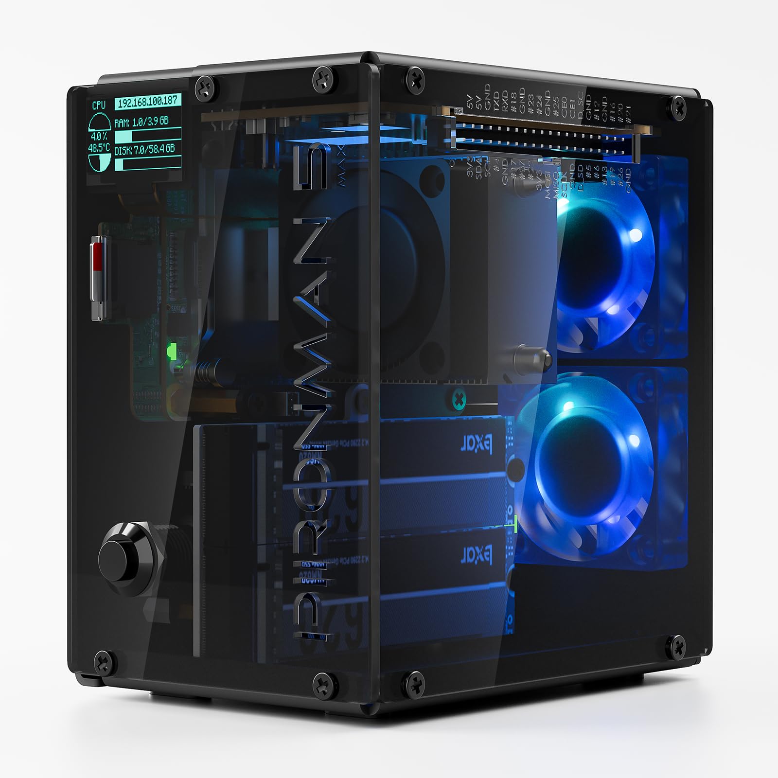 Caja de PC Pironman 5-MAX con  - Raspberry Pi Ai Kit Hailo-8L reseña y precio
