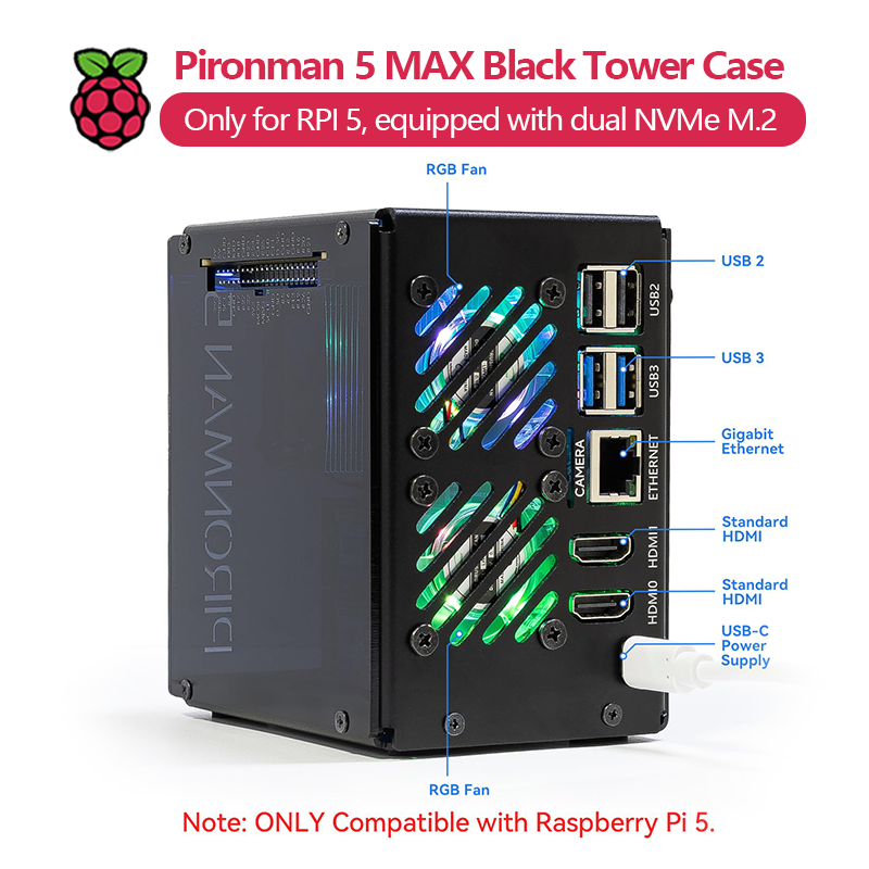 Pironman 5 MAX, Carcasa Black  - Argon One V3 M.2 Nvme Case reseña y precio
